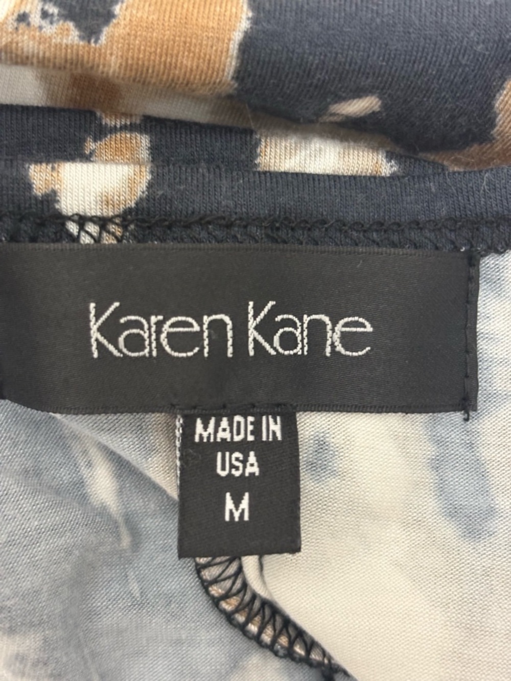 Karen Kane Navy, Tan and White Ruched Midi Dress - Picture 8 of 9